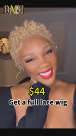 BAISI Full Lace Short Curly Blonde Wig