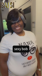 BAISI Sexy BoB With Gray Highlight Wig