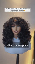 BAISI Sexy Boucy Wavy Machine Made WIg With Bang