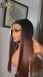 BAISI Double Drawn 1B/#4 Color Straight Lace Wig