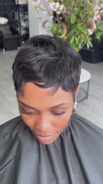 BAISI Full Lace Super Short Natura Black Quick  Wave Wig