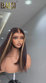 BAISI Straight With Highlight Color Lace Wig