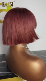 Baisi Reddish Brown Straight Bang BOB Wig