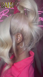 BAISI Ash Blonde Full Lace Wig With Ponytail