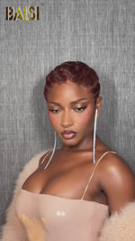 BAISI Full Lace Super Short Sraight Brown Wig