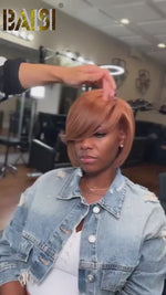 BAISI Ginger Yellow Side Part BOB Wig