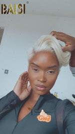 BAISI Light Blonde Short Pixie Cut Full Lace Wig