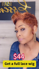 BAISI Orange Color Pixie Full Lace Wig