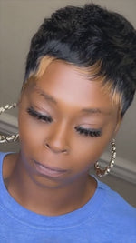 BAISI Pixie Tapered Cut With Highlight Machine Made Wig