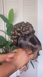 BAISI Brown Updo Ponytail Style Lace Wig For Wedding