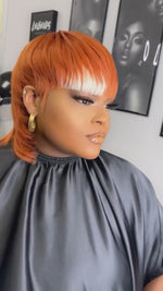 BAISI Orange With Highlight Mullet Glueless Wig