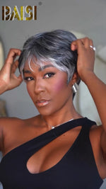 BAISI Sliver Grey Machine Made Wig