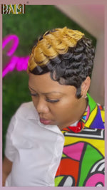 BAISI Pixie Finger Wave With Honey Blonde Wig