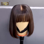 SLIK VIETNAMESE DOUBLE DRAWN WIGS BOB Wig Baisi 2X6 Double Drawn Straight Bang Lace Wig