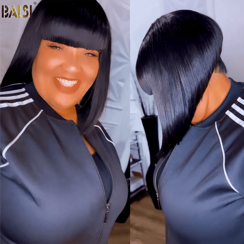 SLIK VIETNAMESE DOUBLE DRAWN WIGS BOB Wig Baisi Machine Made Double Drawn Cool Style Wig