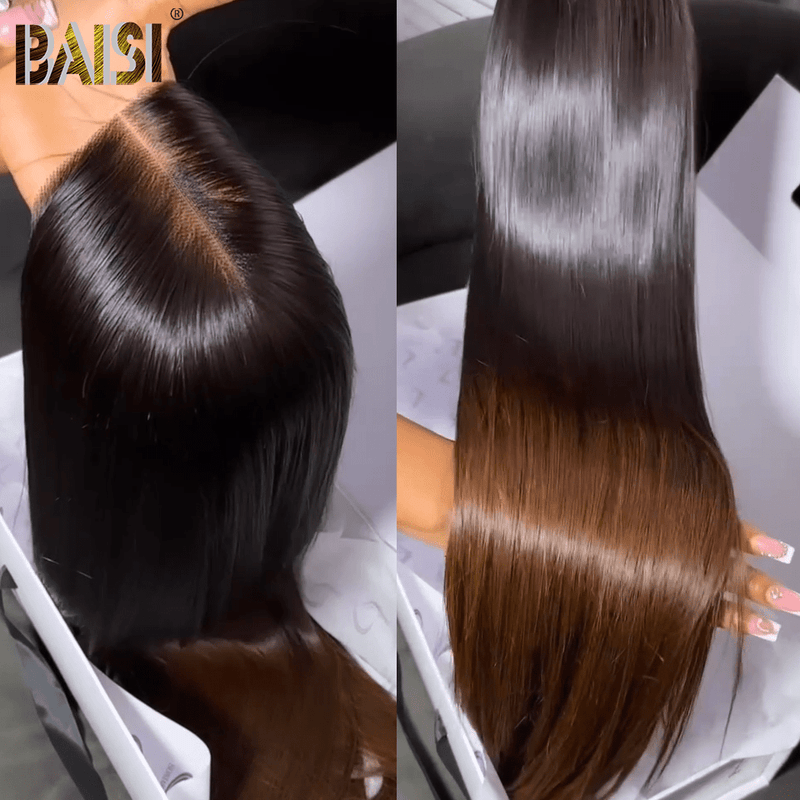 SLIK VIETNAMESE DOUBLE DRAWN WIGS customized wig BAISI Double Drawn 1B/#4 Color Straight Lace Wig