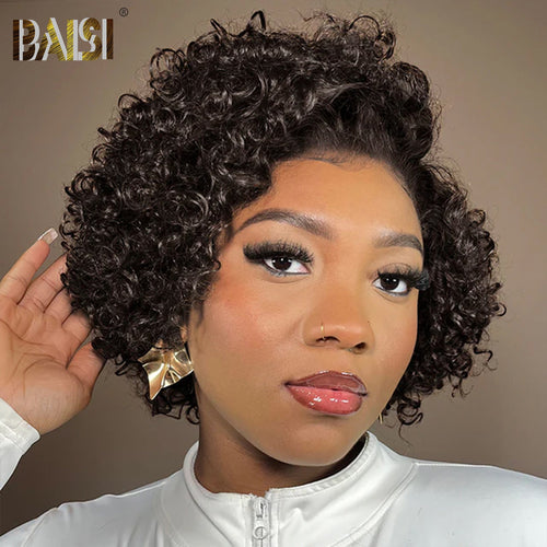 special offer BOB Wig BAISI Curly Side Part BOB 8 Inch