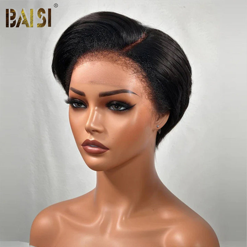 special offer BOB Wig BAISI Natural Black Withh 4CHairline Short Cut Wig