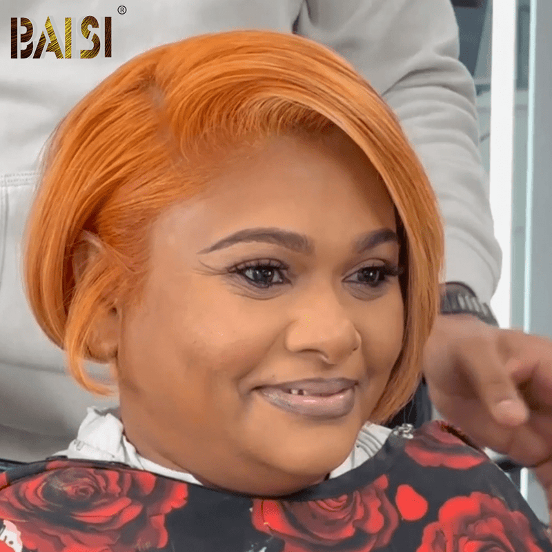 special offer BOB Wig BAISI Orange With Highlight Short BOB Wig