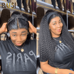 TOPPER topper BAISI Natural Black  Frontal Braid Topper+ Headbang Wig