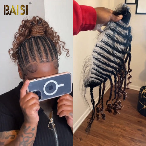 USA topper BAISI 1B/30# Braid Lace Partial Topper (Not A Wig)
