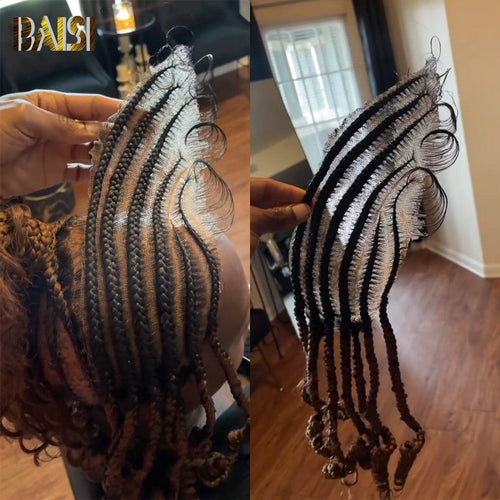 USA topper BAISI 1B/30 lace frontal with braids Topper (Not A Wig)