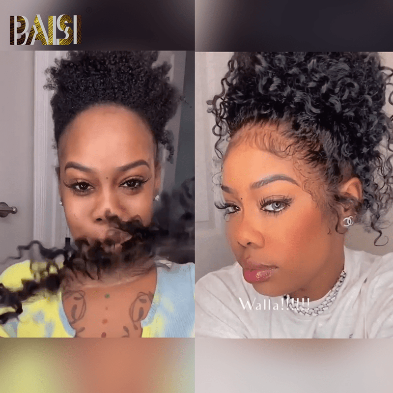 USA topper BAISI Deep Wave Lace Hairline Bang (Not A Wig)