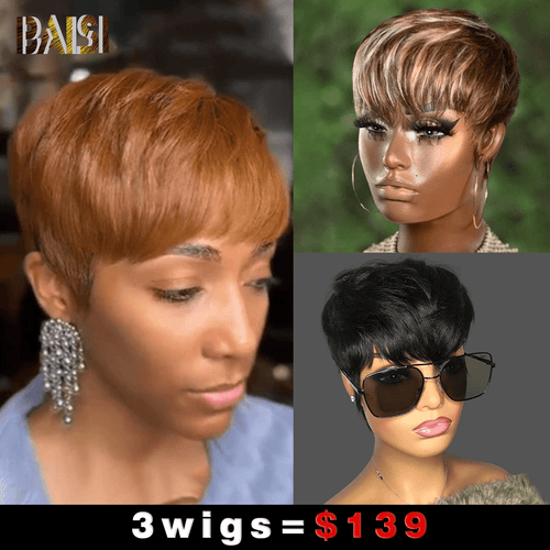 Wholesale Baisi 1 #30 Machine Made Wig+1 Mix Color Machine Made Wig+1 Black Machine Wig=$139