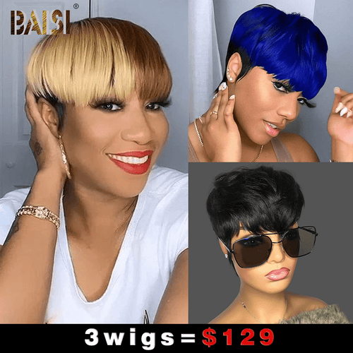 Wholesale Baisi 1 #4/613 Wig+1 Shining Blue Wig +1 Black Mahcine wig=$129