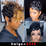 Wholesale Baisi 1 Pixie Highlight Wave+1Silke Finger Wave Wig+1 Pixie WaveWig=$249