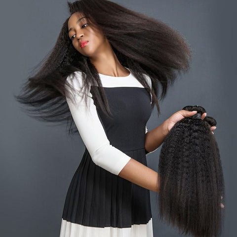 BAISI 10A Hair Weave Brazilian Virgin Hair Yaki Kinky Straight